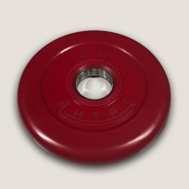 АНц-5. Диск «Антат» цветной обрезиненный 5 кг, посадочный диаметр 26, 31, 51 мм