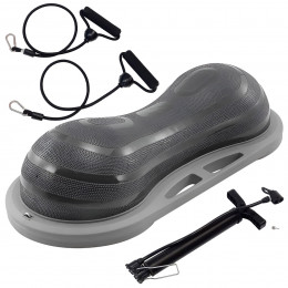 BOSU100 Полусфера Supremo-BOSU гимнастическая, 100/45см., (черная) с эспандером и насосом (E40931)