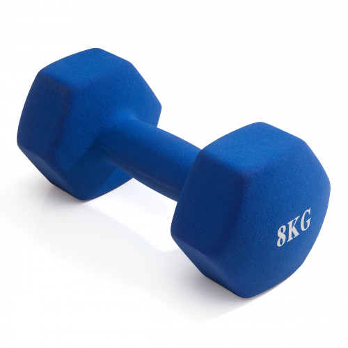 Гантель неразборная гексагональная неопрен  8 кг (синяя) VictoryFit VF-DHN080
