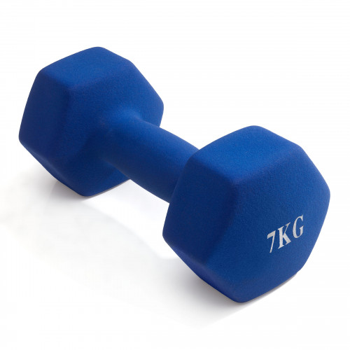 Гантель неразборная гексагональная неопрен  7 кг (синяя) VictoryFit VF-DHN070