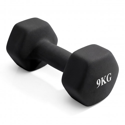 Гантель неразборная гексагональная неопрен 9 кг (черная) VictoryFit VF-DHN090