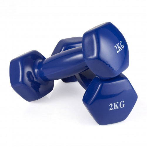Гантель неразборная 2 кг. винил (2 штуки) VictoryFit VF-DV020-2