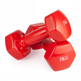 Гантель неразборная 5 кг. винил (2 штуки) VictoryFit VF-DV050-2