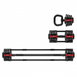 Гантель регулируемая 18кг + штанга + гиря, HYFIT, набор 3в1, D7040